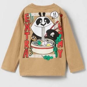 Zara Boys Panda Graphic Long Sleeve Shirt 9/12m